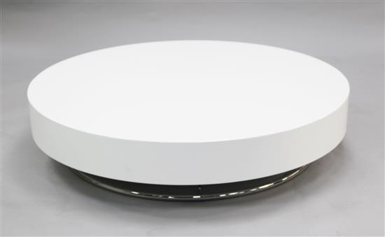 A Cattelean Italia circular white fibre glass coffee table, W.3ft 11.5in.